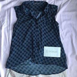 High-Low Navy Blue Tank Blouse